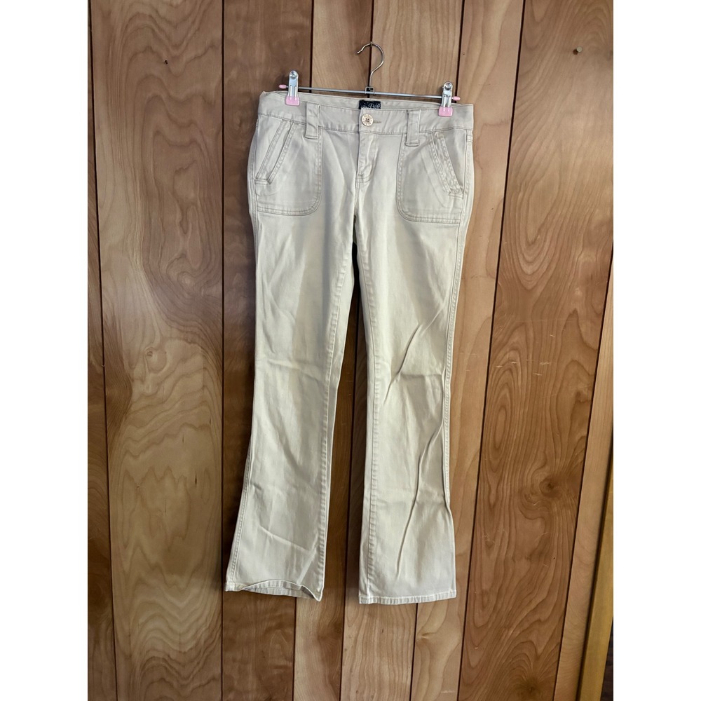 BeBop Women Khaki Bootcut Pants Tan Low Rise Stretch Y2K Size 3 JDMY2021